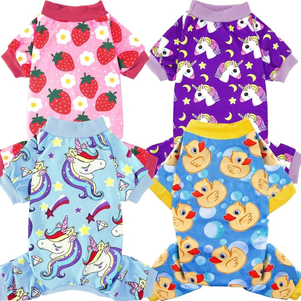 4 Pieces Dog Pajamas for Small Dogs Pjs Clothes Puppy Onesies Outfits for Doggie